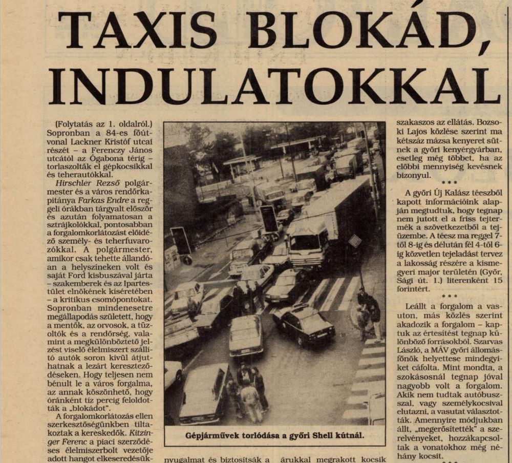 A Kisalföld 1990. október 27-i beszámolója. 