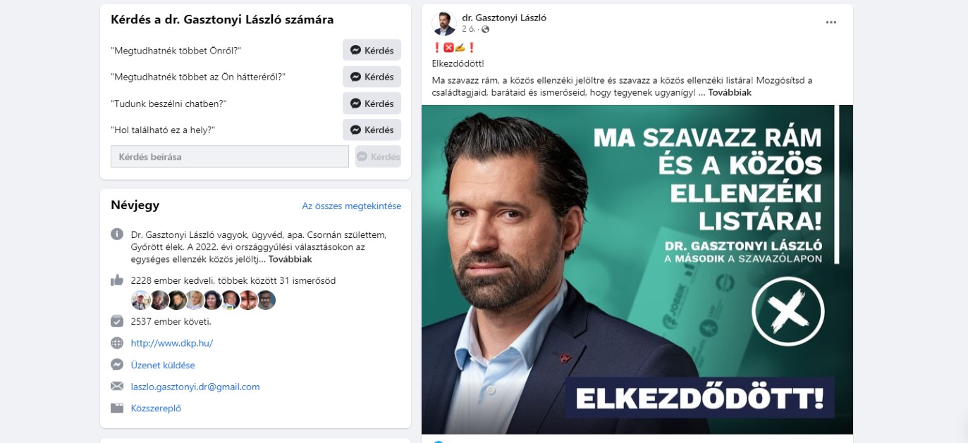 Facebookon a választás