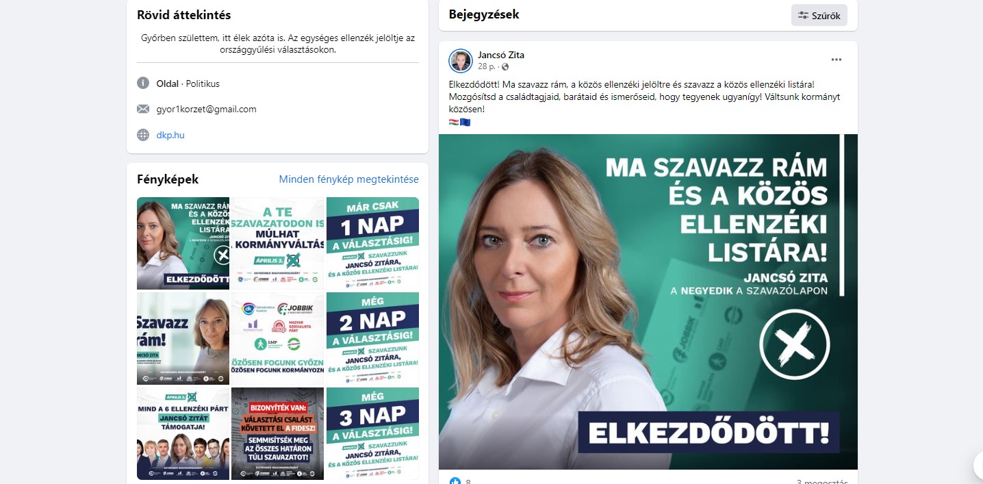 Facebookon a választás