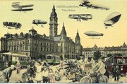 Ilyennek képzelték a jövőt, képeslap 1905-ből. Kozma Endre tulajdona.-7