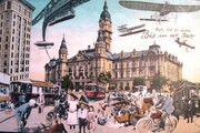 Ilyennek képzelték a jövőt, képeslap 1905-ből. Kozma Endre tulajdona.-8